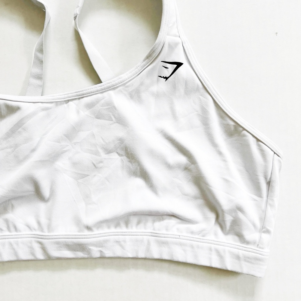 Gymshark Cotton Lifting Sports Bra in White - Picture 2 of 8